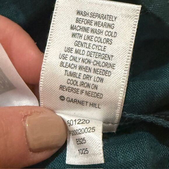 NWT Garnet Hill Linen Puff-Sleeve Midi Dress XL Teal Square Neck Cottagecore - Picture 11 of 11